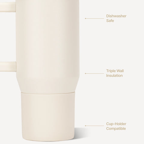 Traveler 20oz | Compact Insulated Tumbler with Handle – Cream