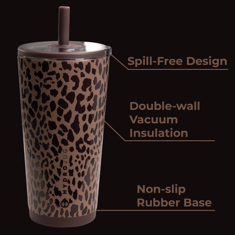 Everyday Tumbler 20oz | Ceramic-Lined Insulated Tumbler with Straw – Brown Leopard