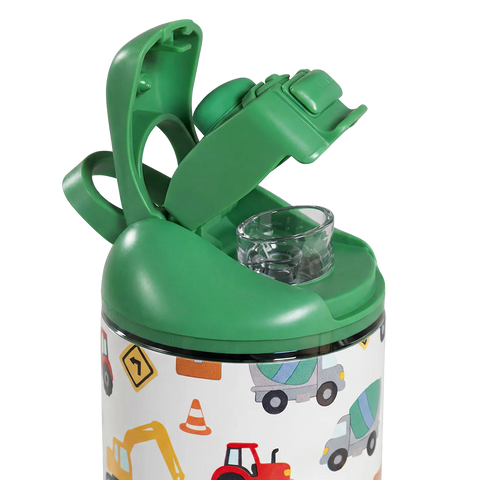 Ease2o 14oz | Leakproof 2-in-1 Kids Water Bottle, Straw & Chug Spout – Under Construction