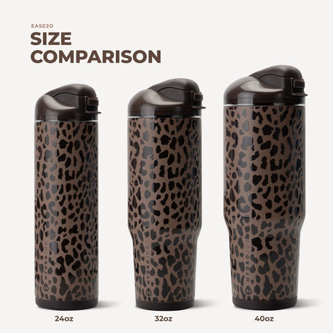 Ease2o 32oz | Compact Water Bottle with Straw & Chug Spout – Brown Leopard