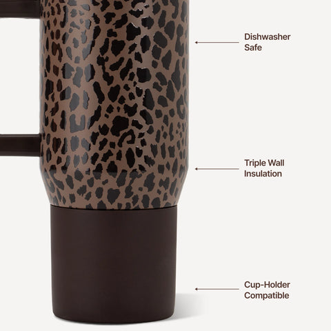 Coffee Traveler 20oz | Ceramic-Lined Insulated Travel Mug – Brown Leopard