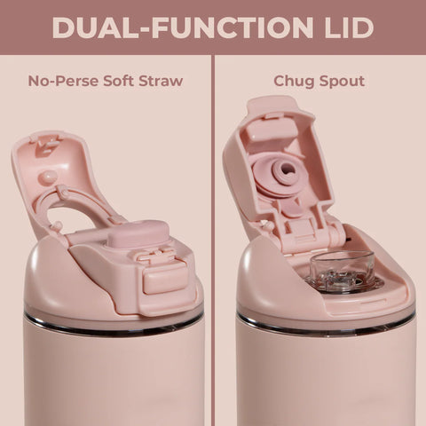 Ease2o 14oz | Leakproof 2-in-1 Kids Water Bottle with Straw & Chug Spout – Dusty Rose