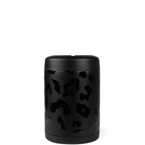Can Cooler 12oz | 2-in-1 Insulated Standard Can Cooler, Screw-Top Lock – Black Leopard