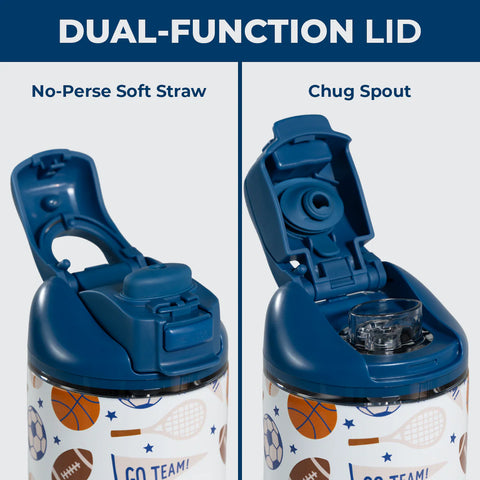 Ease2o 14oz | Leakproof 2-in-1 Kids Water Bottle with Straw & Chug Spout – All Stars
