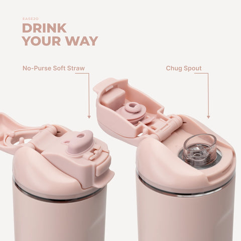 Ease2o 40oz | Dual-Function Water Bottle with Straw & Chug Spout – Dusty Rose