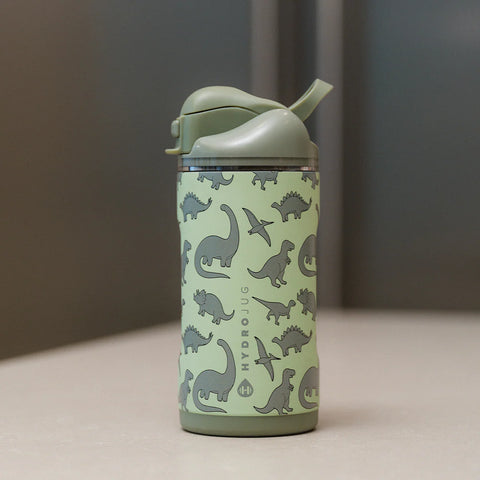 Ease2o 14oz | Leakproof 2-in-1 Kids Water Bottle with Straw & Chug Spout – Dinosaur