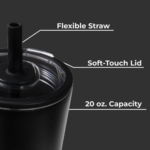 Everyday Tumbler 20oz | Ceramic-Lined Insulated Tumbler with Straw – Black