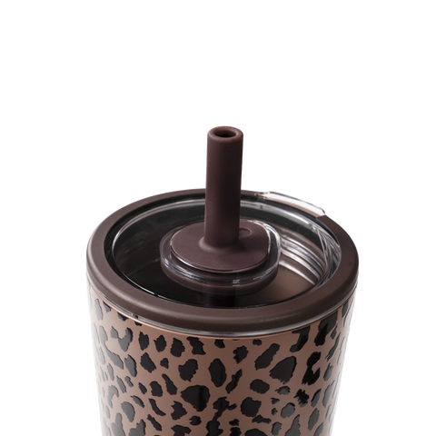 Everyday Tumbler 20oz | Ceramic-Lined Insulated Tumbler with Straw – Brown Leopard