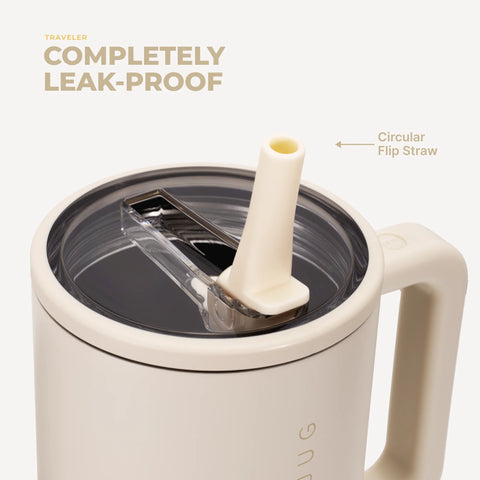 Traveler 32oz | Leakproof Insulated Tumbler with Handle – Cream
