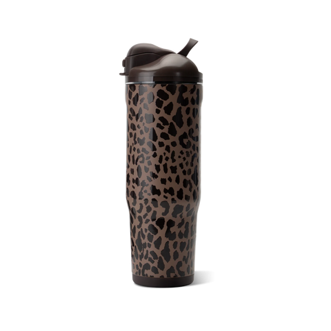 Ease2o 32oz | Compact Water Bottle with Straw & Chug Spout – Brown Leopard
