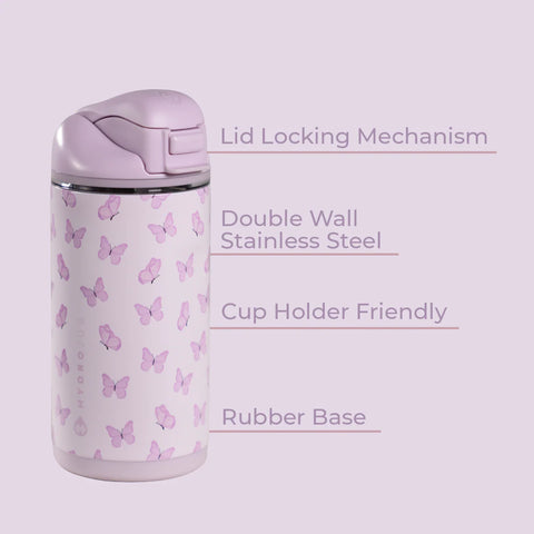 Ease2o 14oz | Leakproof 2-in-1 Kids Water Bottle with Straw & Chug Spout – Flutter