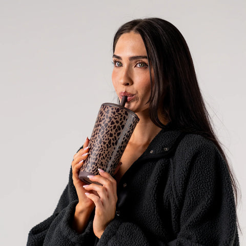 Everyday Tumbler 20oz | Ceramic-Lined Insulated Tumbler with Straw – Brown Leopard