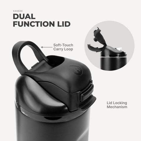 Ease2o 32oz | Compact Water Bottle with Straw & Chug Spout – Black