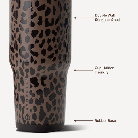 Ease2o 40oz | Dual-Function Water Bottle with Straw & Chug Spout – Brown Leopard
