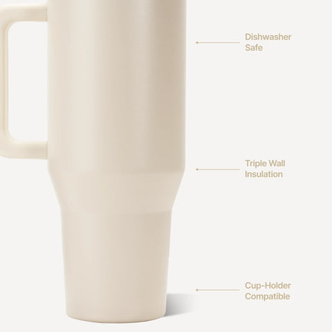 Traveler 32oz | Leakproof Insulated Tumbler with Handle – Cream