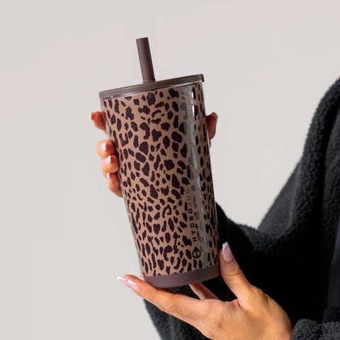 Everyday Tumbler 20oz | Ceramic-Lined Insulated Tumbler with Straw – Brown Leopard