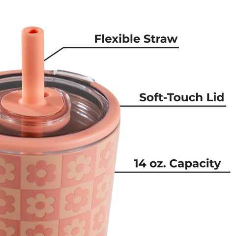Everyday Tumbler 14oz | Ceramic-Lined Spill-Free Kids Tumbler – Daisy Checkers