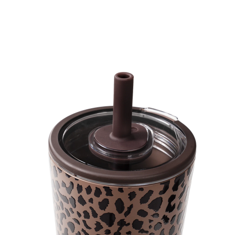 Everyday Tumbler 14oz | Ceramic-Lined Spill-Free Kids Tumbler – Brown Leopard