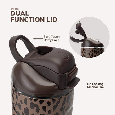 Ease2o 40oz | Dual-Function Water Bottle with Straw & Chug Spout – Brown Leopard