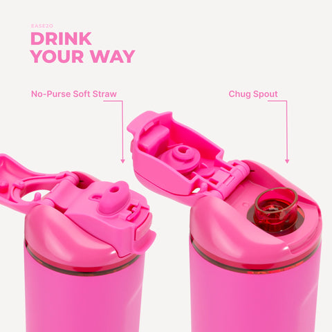 Ease2o 24oz | 2-in-1 Water Bottle with Soft Straw & Chug Spout – Razzle