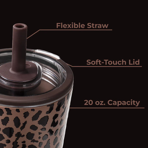 Everyday Tumbler 20oz | Ceramic-Lined Insulated Tumbler with Straw – Brown Leopard