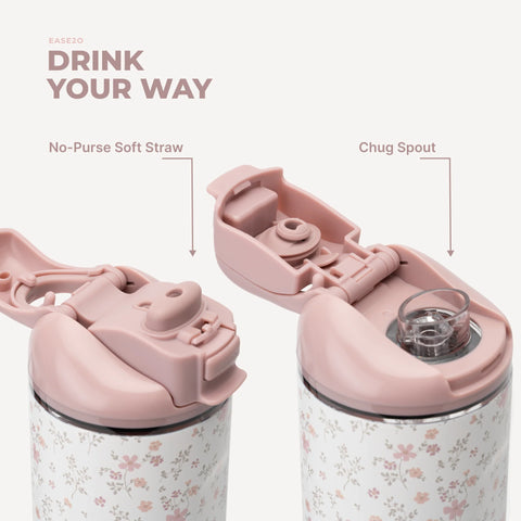 Ease2o 40oz | Dual-Function Water Bottle with Straw & Chug Spout – Magnolia