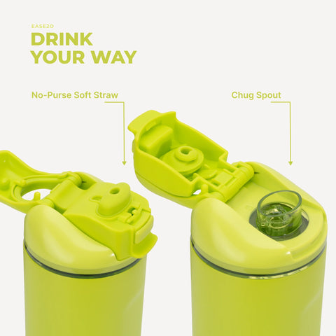 Ease2o 24oz | 2-in-1 Water Bottle with Soft Straw & Chug Spout – Lemon Lime