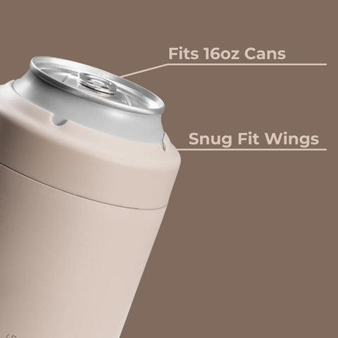 Can Cooler 16oz | 2-in-1 Insulated Tallboy Can Cooler, Screw-Top Lock – Dune