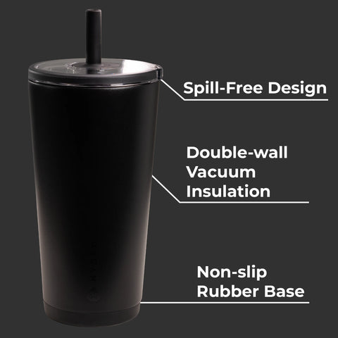 Everyday Tumbler 20oz | Ceramic-Lined Insulated Tumbler with Straw – Black