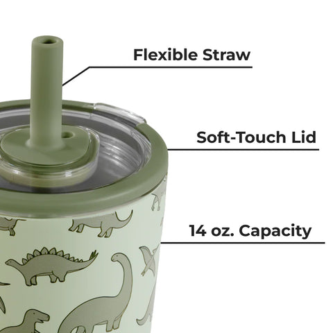 Everyday Tumbler 14oz | Ceramic-Lined Spill-Free Kids Tumbler – Dinosaur