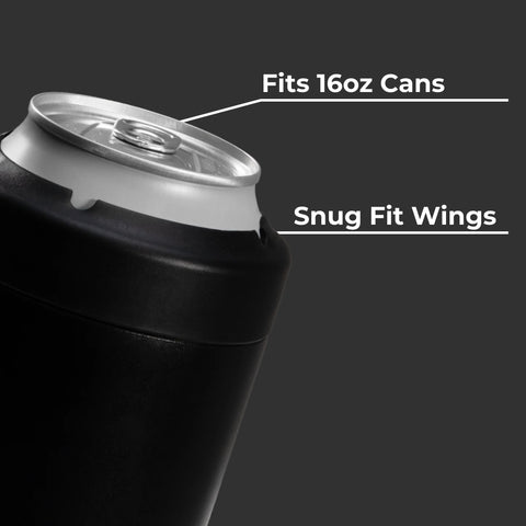 Can Cooler 16oz | 2-in-1 Insulated Tallboy Can Cooler, Screw-Top Lock – Black
