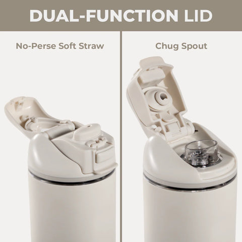 Ease2o 24oz | 2-in-1 Water Bottle with Soft Straw & Chug Spout – Linen