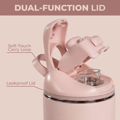 Ease2o 14oz | Leakproof 2-in-1 Kids Water Bottle with Straw & Chug Spout – Dusty Rose