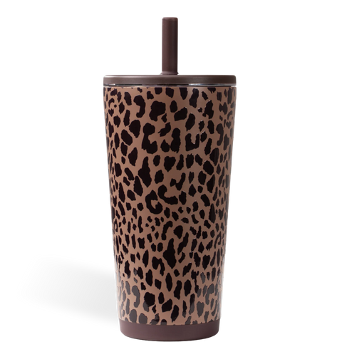 Everyday Tumbler 20oz | Ceramic-Lined Insulated Tumbler with Straw – Brown Leopard